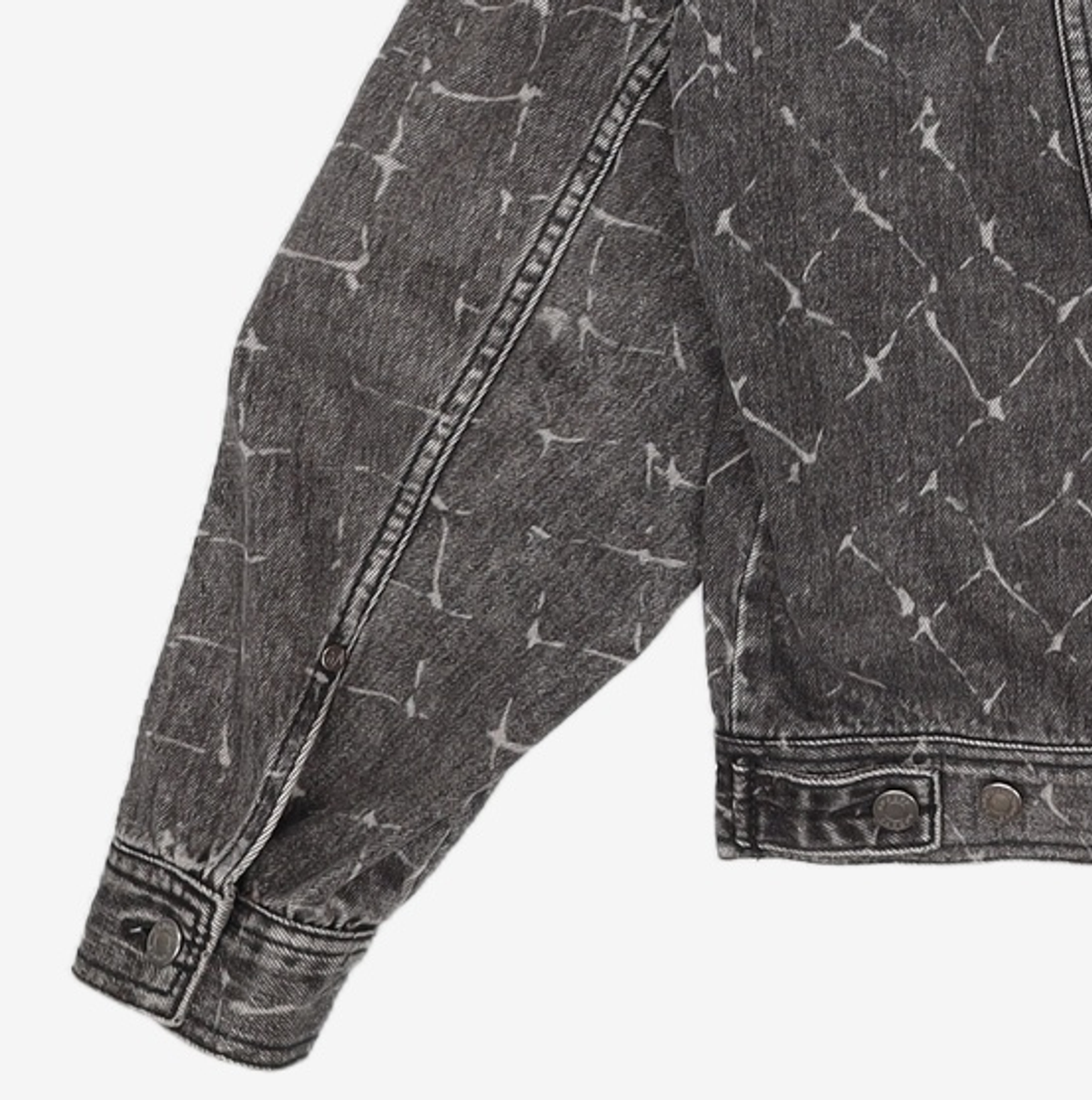 애드오프(ADDOFF) CANBERRA MESH PRINTED DENIM JACKET BLACK M