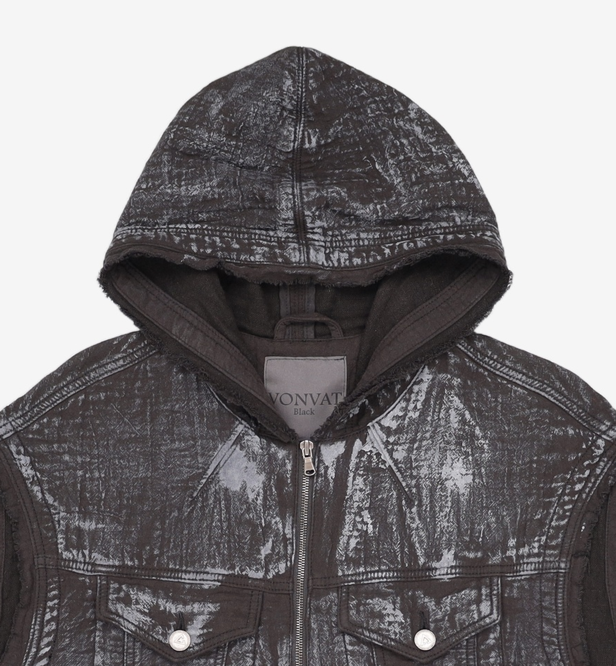 본바트(VONVAT) Dirty Linen Hood Vest (Black) 3
