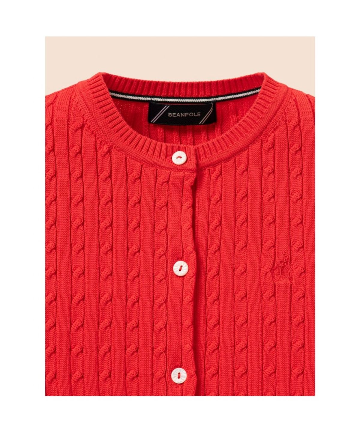 빈폴 키즈(BEANPOLE KIDS) [Essential] 여아 수피마 슬림 면 케이블 카디건  레드 (BI685AGE16)