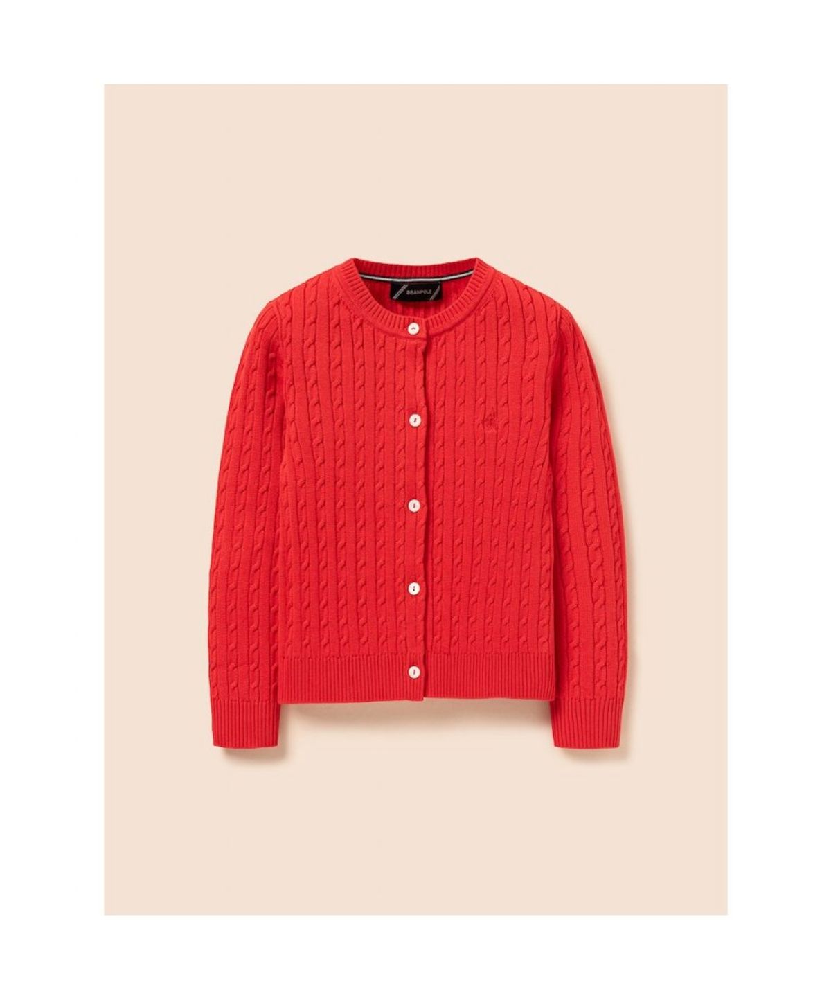 빈폴 키즈(BEANPOLE KIDS) [Essential] 여아 수피마 슬림 면 케이블 카디건  레드 (BI685AGE16)