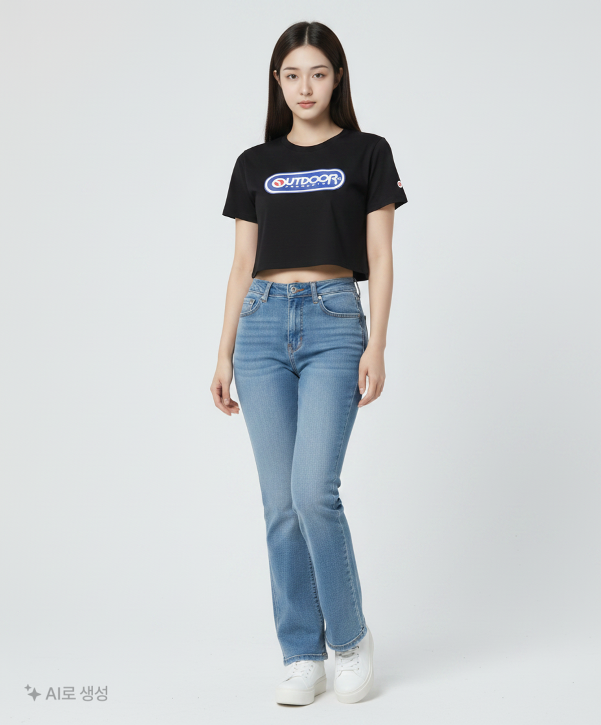 아웃도어 프로덕츠(OUTDOOR PRODUCTS) 프론트 로고 크롭 티셔츠 FRONT LOGO CROPPED T-SHIRT S