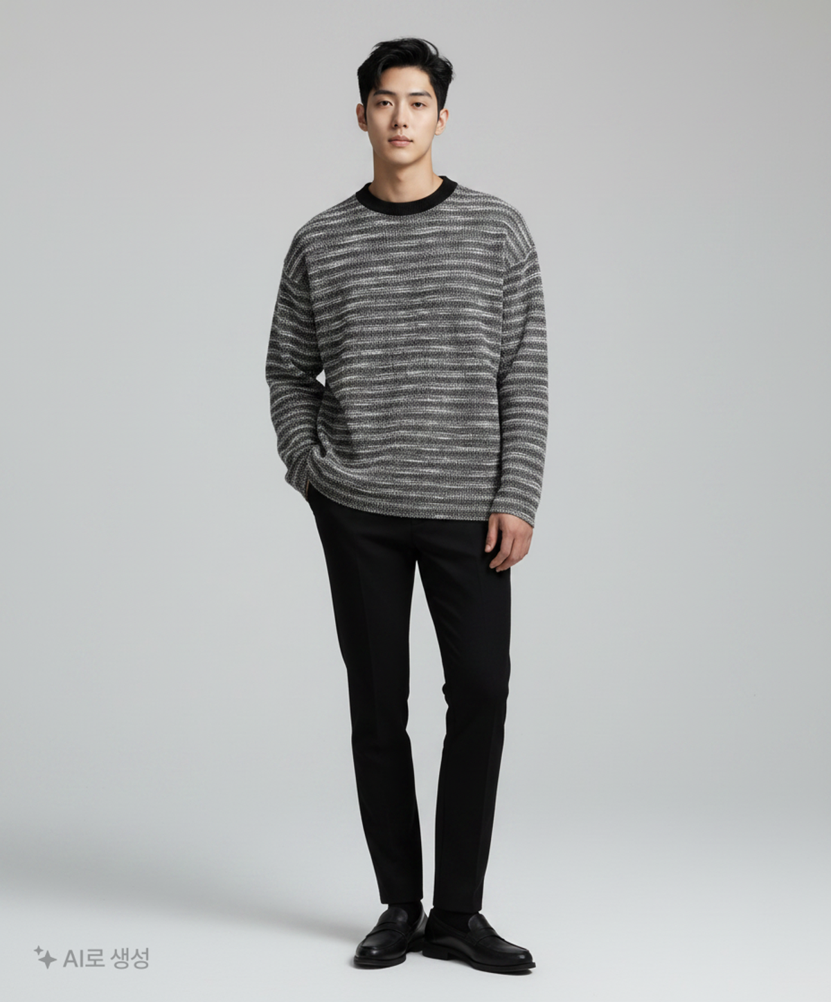 메종미네드(MAISON MINED) MIXED BOUCLE KNIT LONG SLEEVE BLACK S
