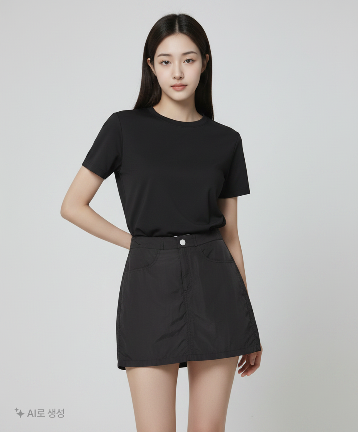 제너럴 아이디어(GENERAL IDEA) GNRL 나일론 미니스커트 [BLACK] / WBD2L13515 M