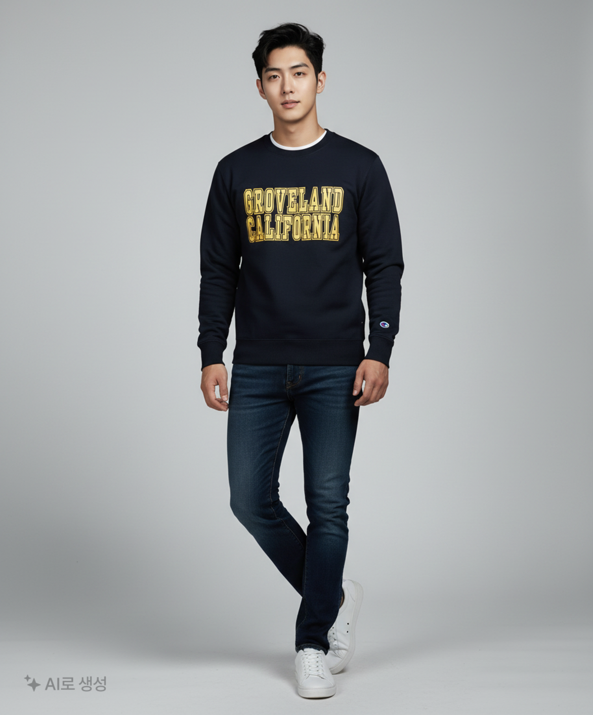 챔피온(CHAMPION) [ASIA] College 그래픽 기모 스웨트셔츠 (BLACK) CKTS2E635BK M