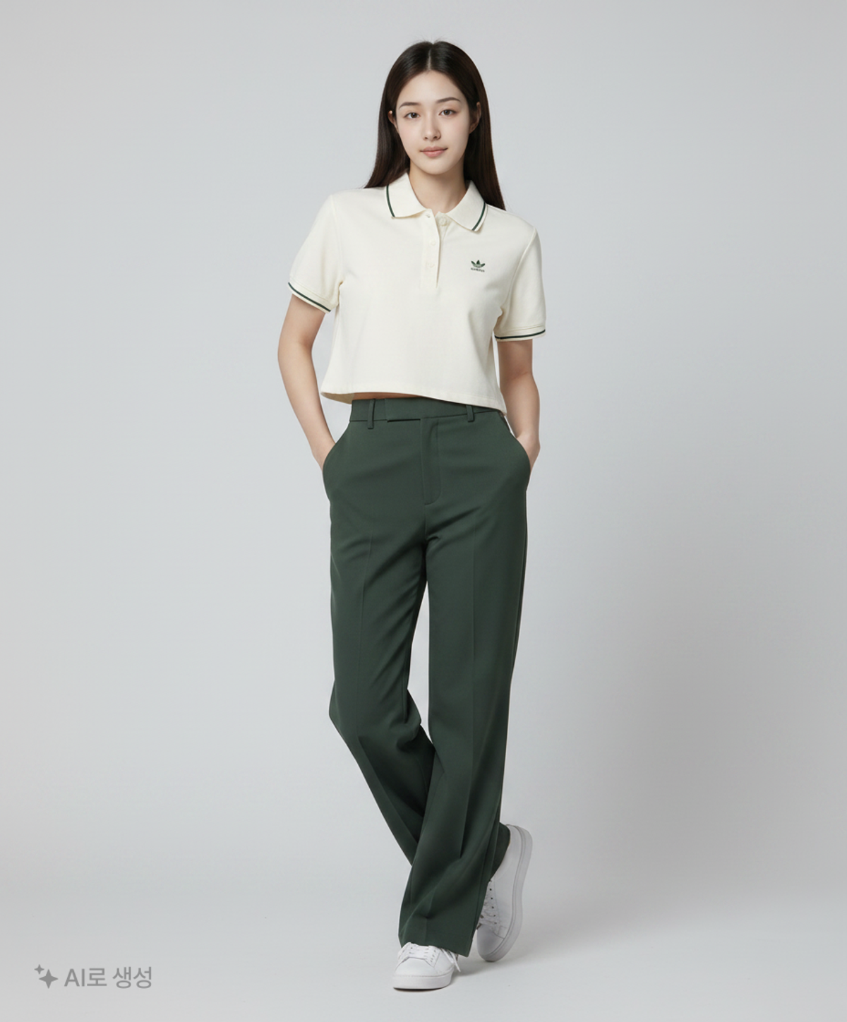 아디다스(ADIDAS) 폴로 티 - 화이트:그린 / H56468 M