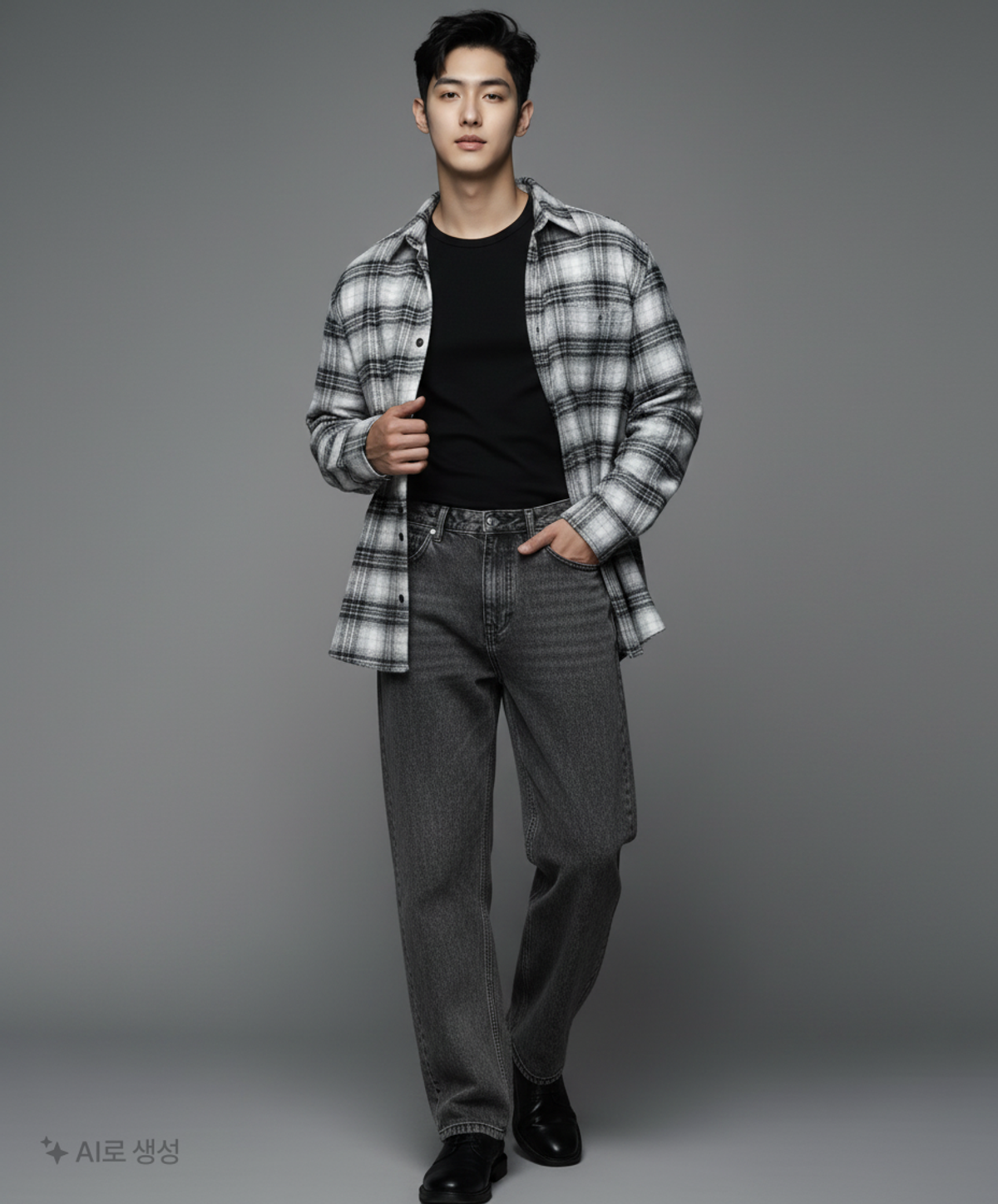 노매뉴얼(NOMANUAL) SEMIWIDE DENIM PANTS - DARK GREEN L