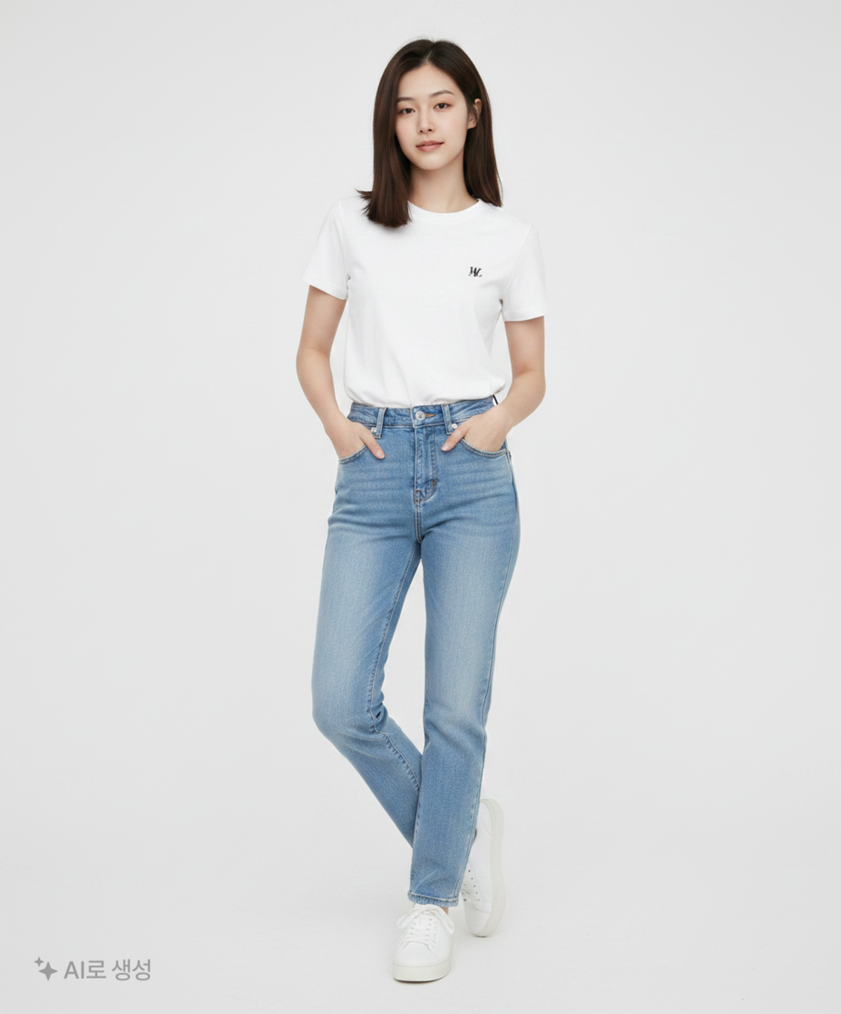 우알롱(WOOALONG) Signature soft slim line T-shirt - WHITE S