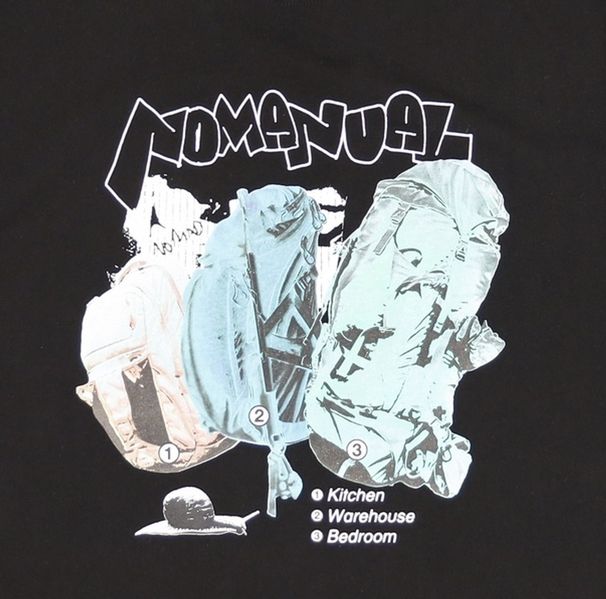노매뉴얼(NOMANUAL) BACKPACK T-SHIRT - BLACK L