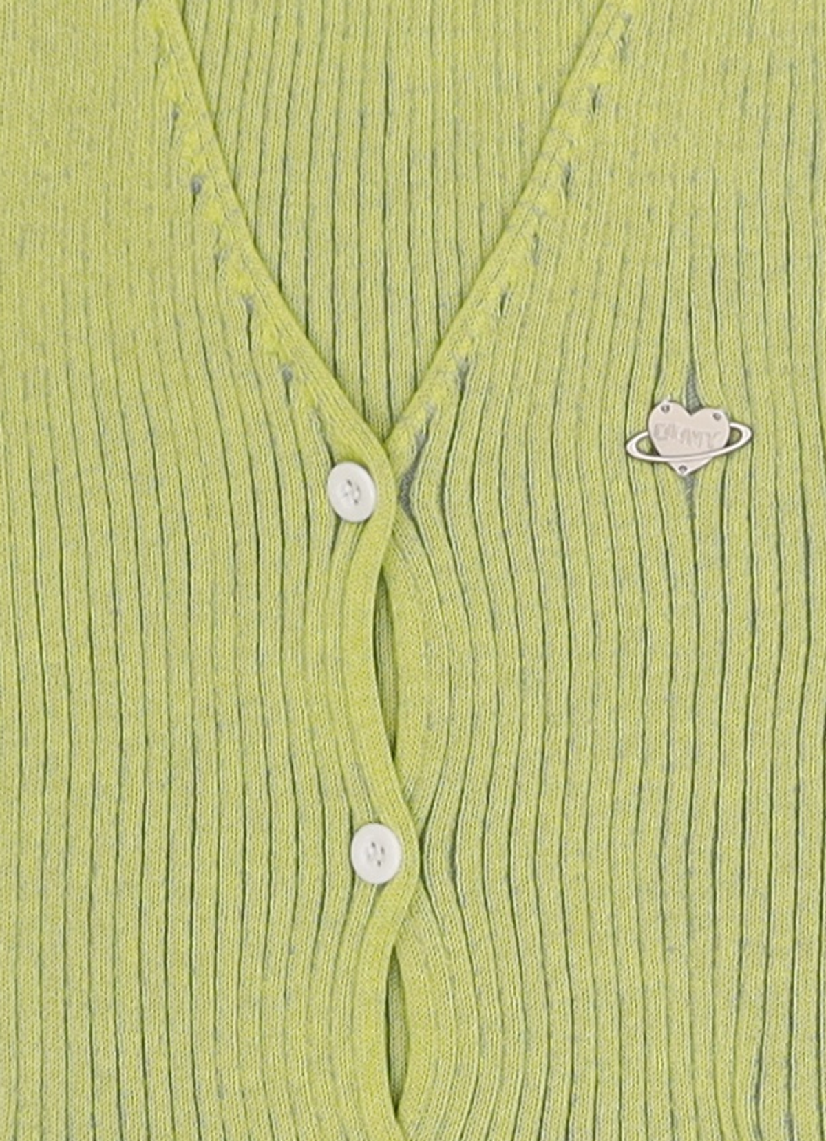 오디너리 홀리데이(ORDINARY HOLIDAY) 브이넥 투톤 가디건 [YELLOW GREEN] FREE