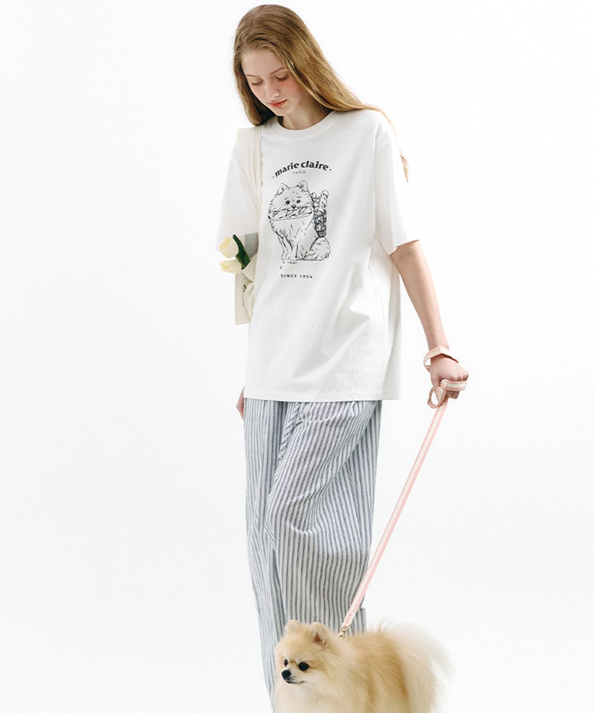마리끌레르(MARIE CLAIRE) 마리 포메라니안 프린트 티셔츠(MAGBTS91C)