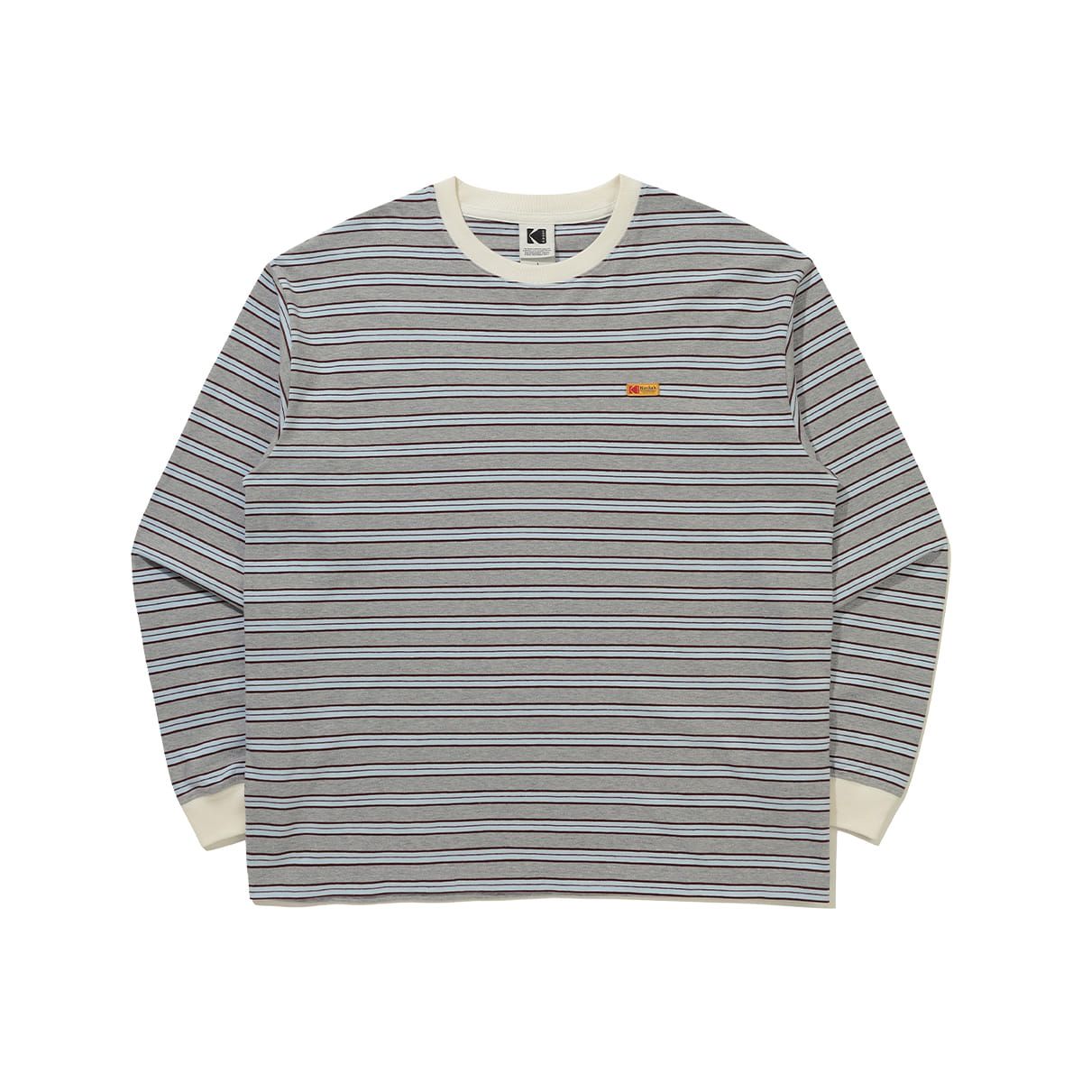 코닥(KODAK) 스트라이프 긴팔 티셔츠 MELANGE GREY