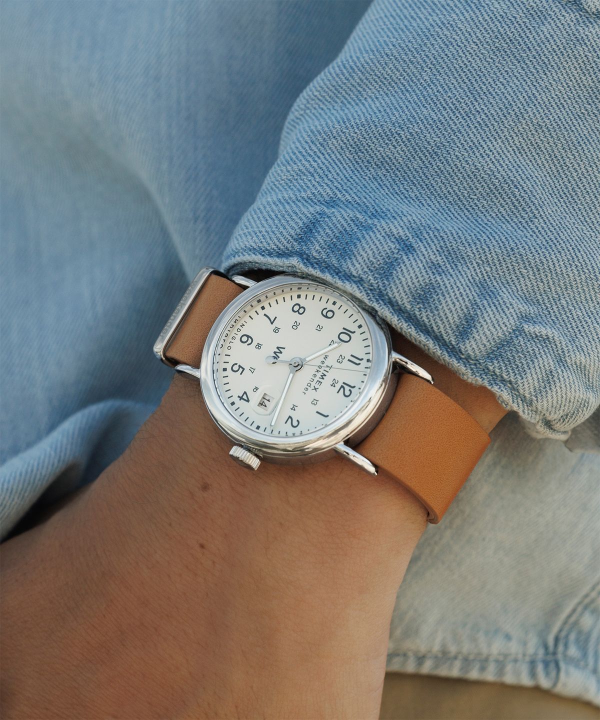타이맥스(TIMEX) 위켄더 유니섹스 가죽손목시계 37mm