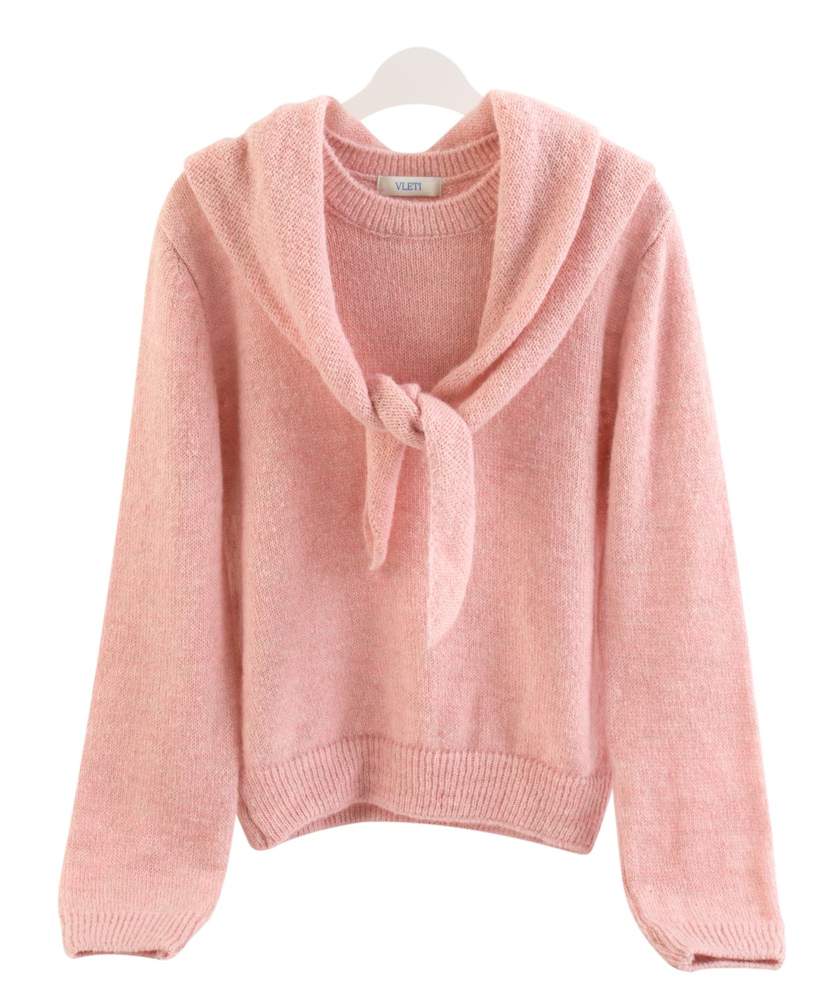 블레티(VLETI) Wool Round Neck knit Muffler Set (Pink)