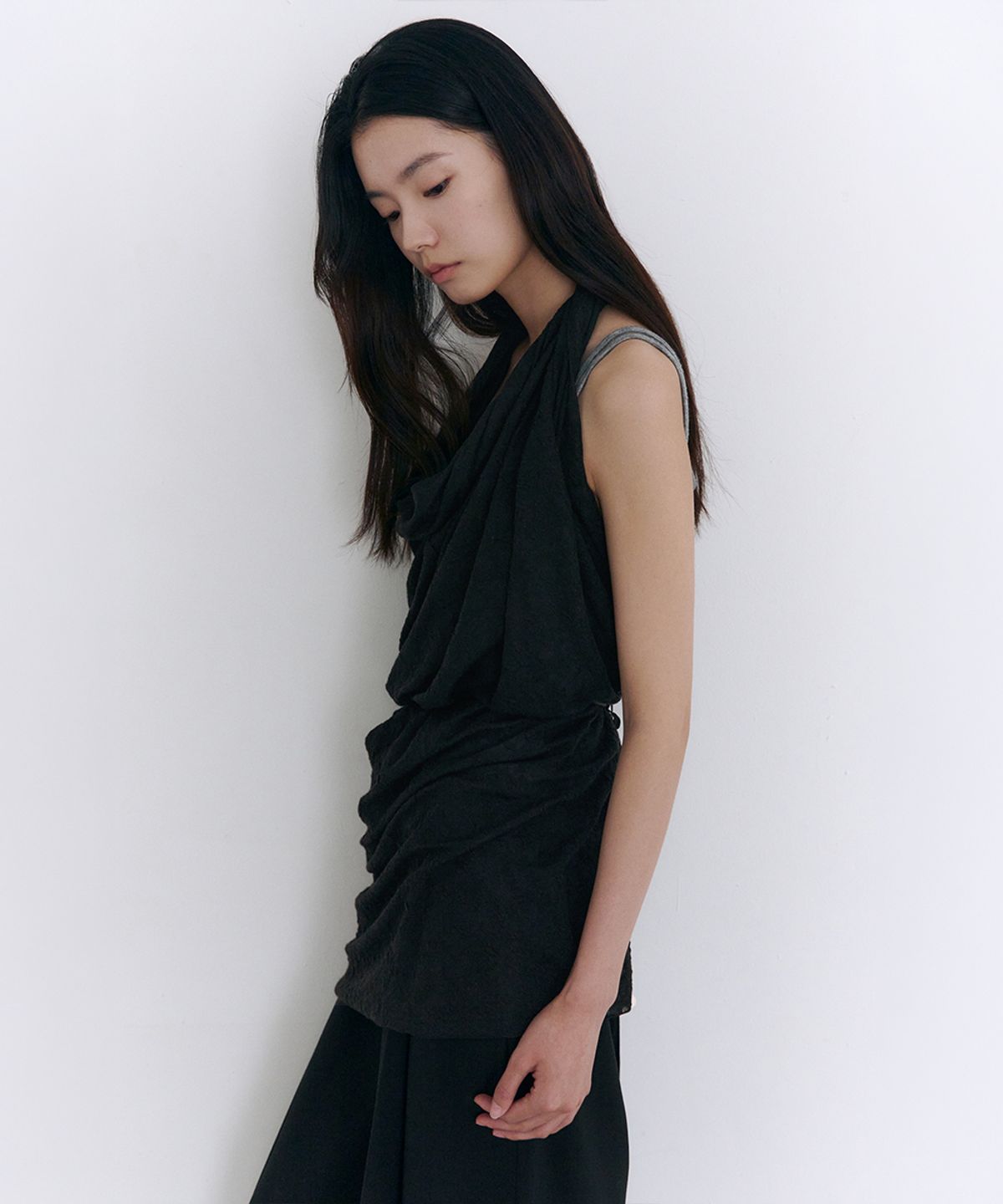로우타이드(LOW TIDE) LACE DRAPE SCARF [BLACK]