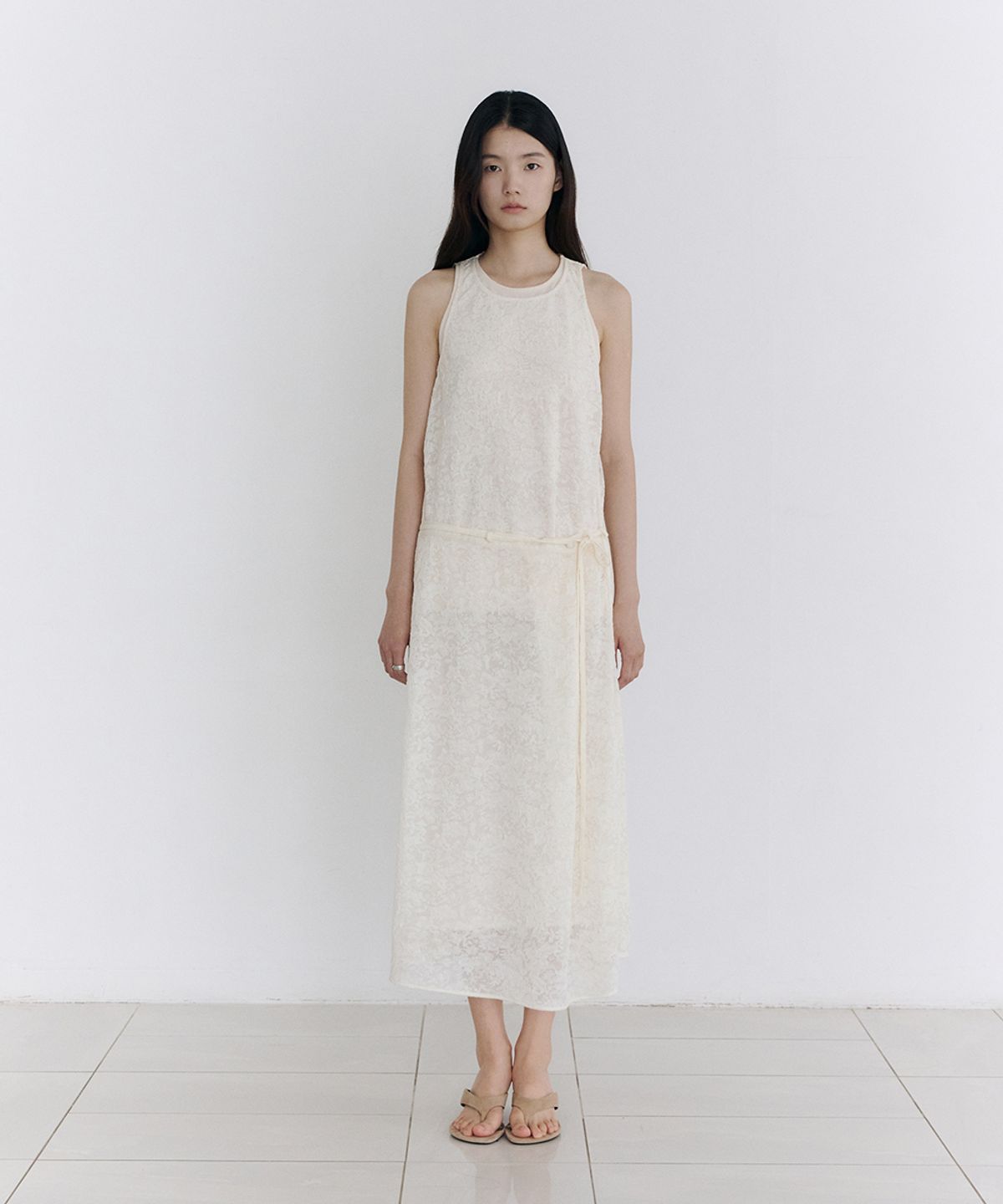 로우타이드(LOW TIDE) LACE OVERLAY WRAP DRESS [IVORY]