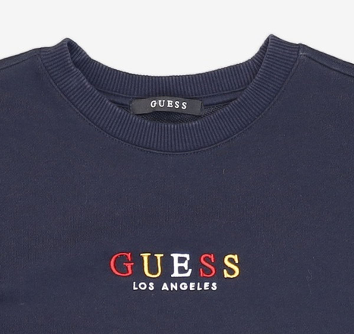 게스(GUESS) [19S/S]남녀공용 게스미니로고 레인보우 자수 맨투맨 S