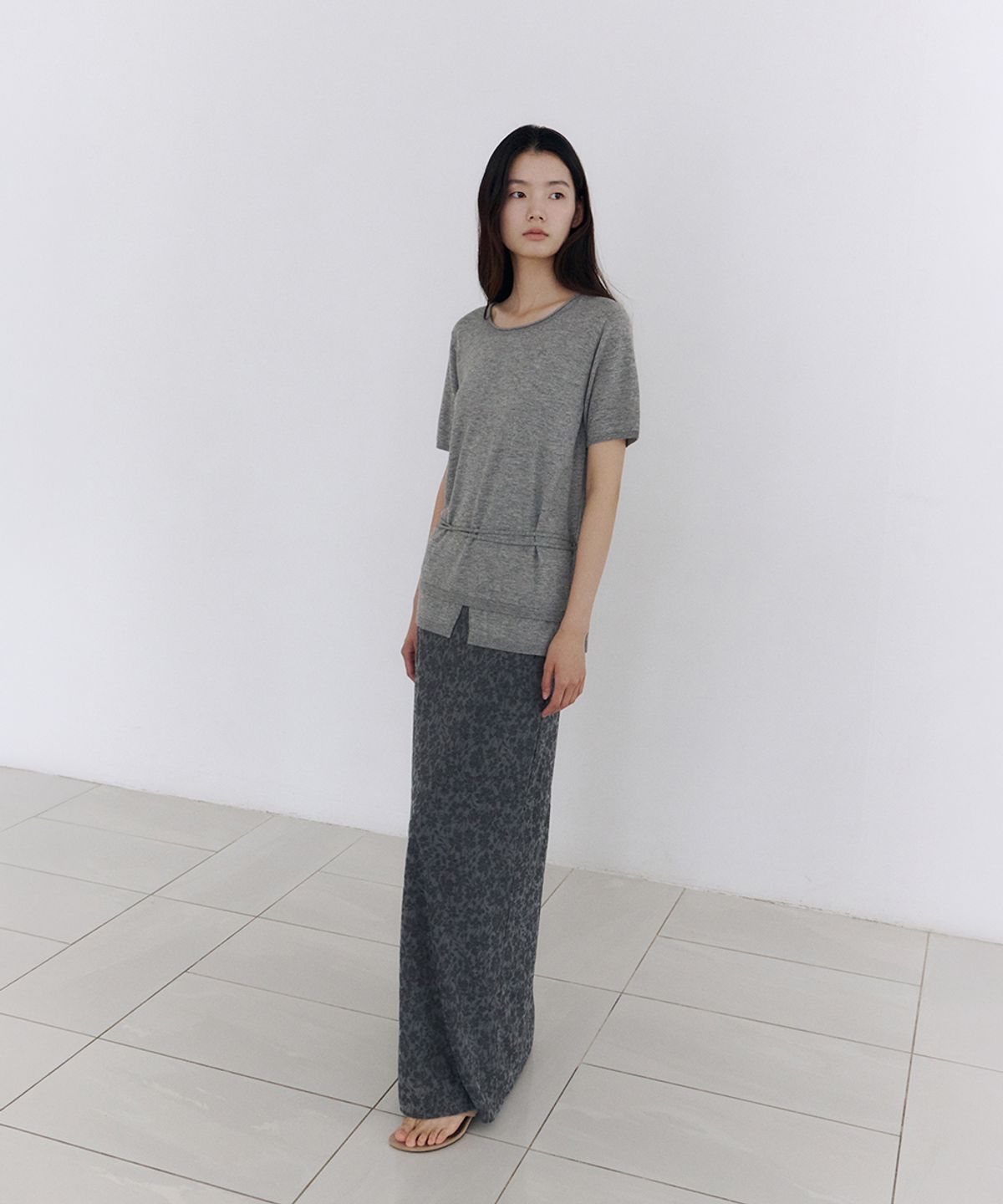 로우타이드(LOW TIDE) JACQUARD MAXI SKIRT [CHARCOAL]