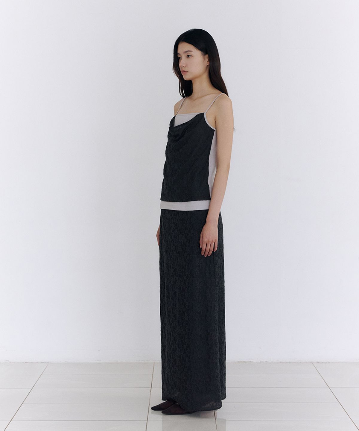 로우타이드(LOW TIDE) JACQUARD MAXI SKIRT [BLACK]