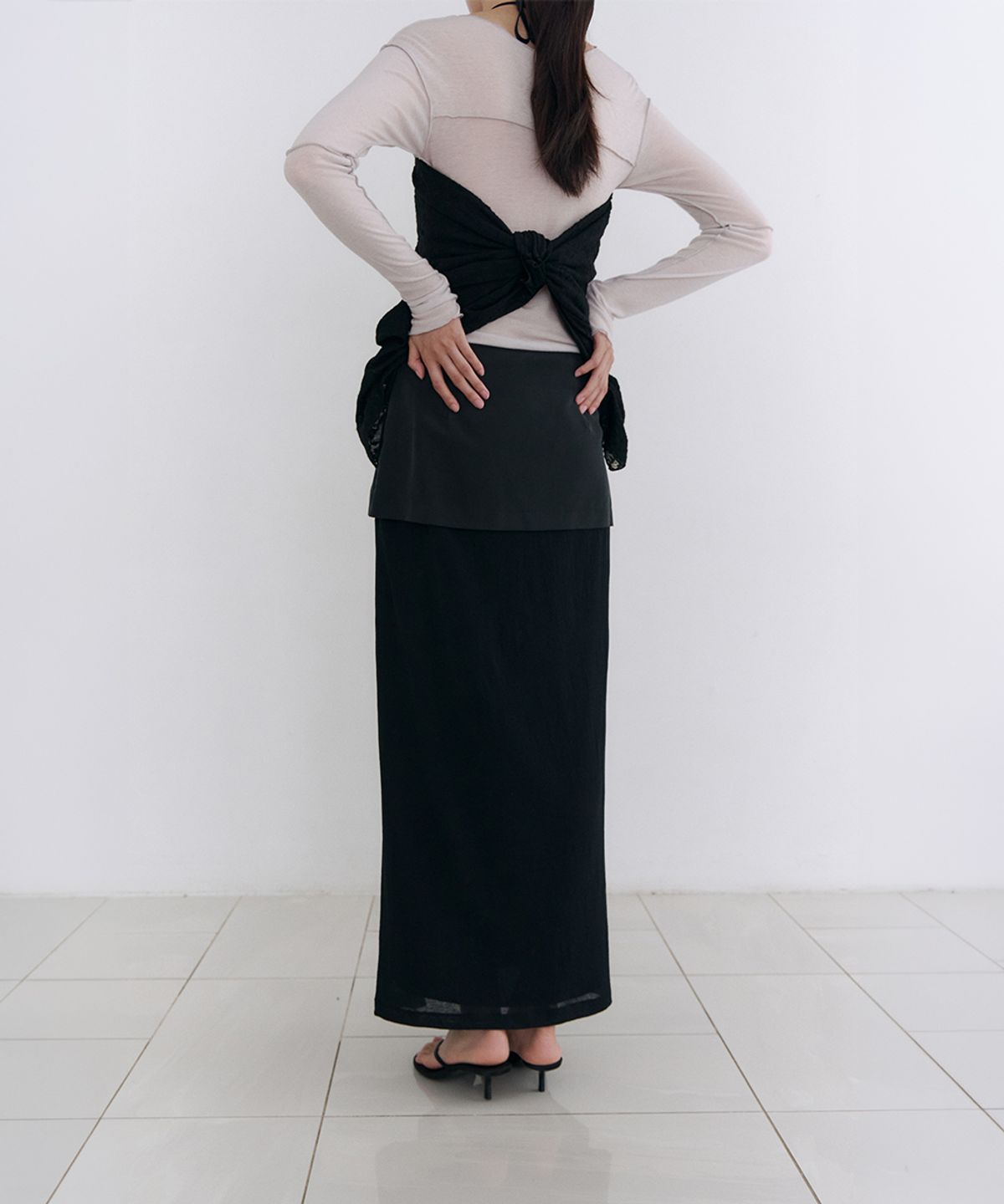 로우타이드(LOW TIDE) SHEER OVERLAY MAXI SKIRT [BLACK]