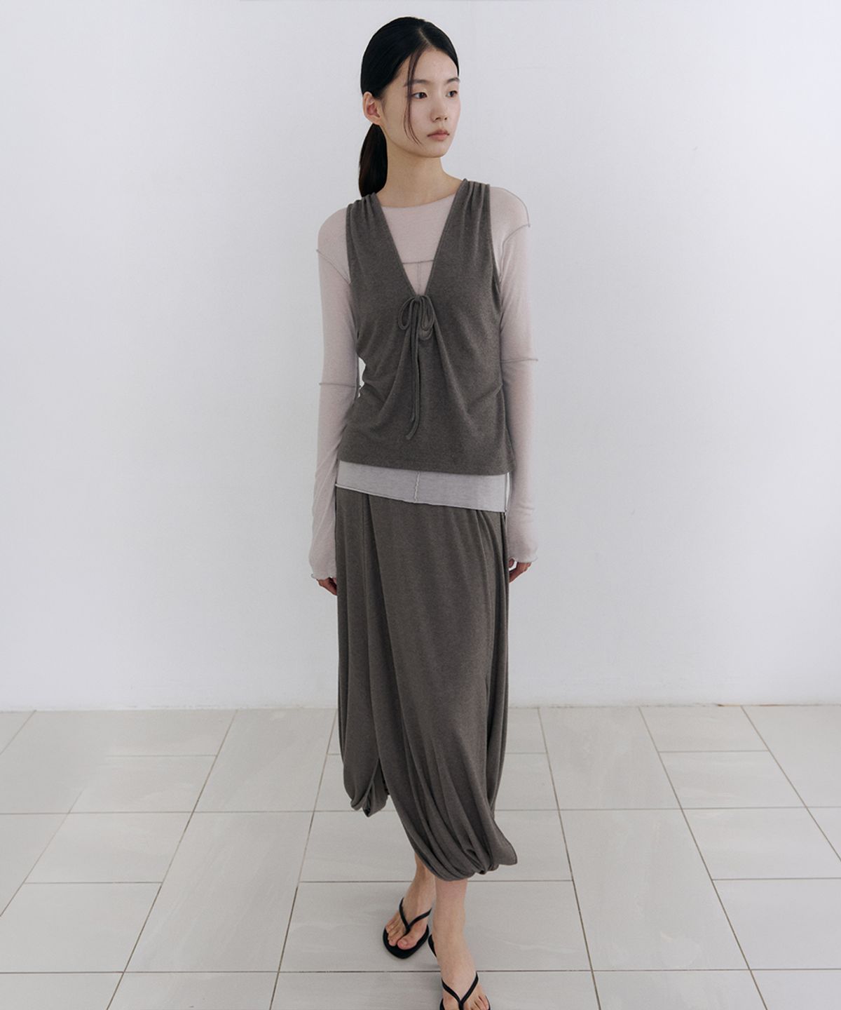 로우타이드(LOW TIDE) TWO WAY DRAPE SKIRT [GREY]