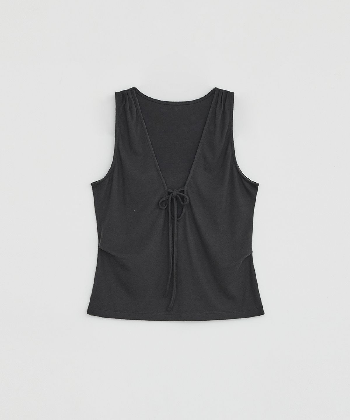 로우타이드(LOW TIDE) TIE DRAPE SLEEVELESS TOP [CHARCOAL]