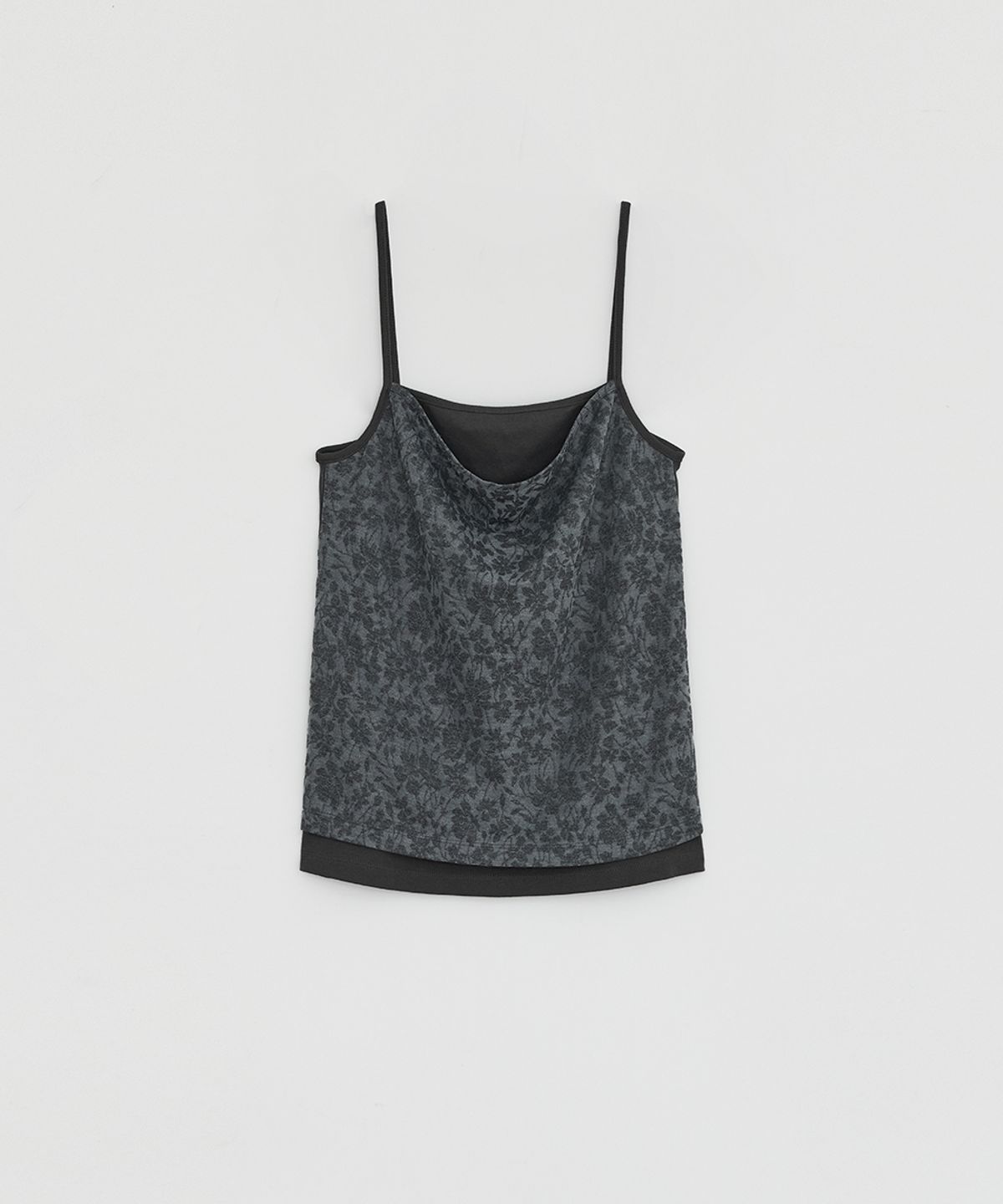로우타이드(LOW TIDE) JACQUARD LAYERED SLEEVELESS TOP [CHARCOAL]