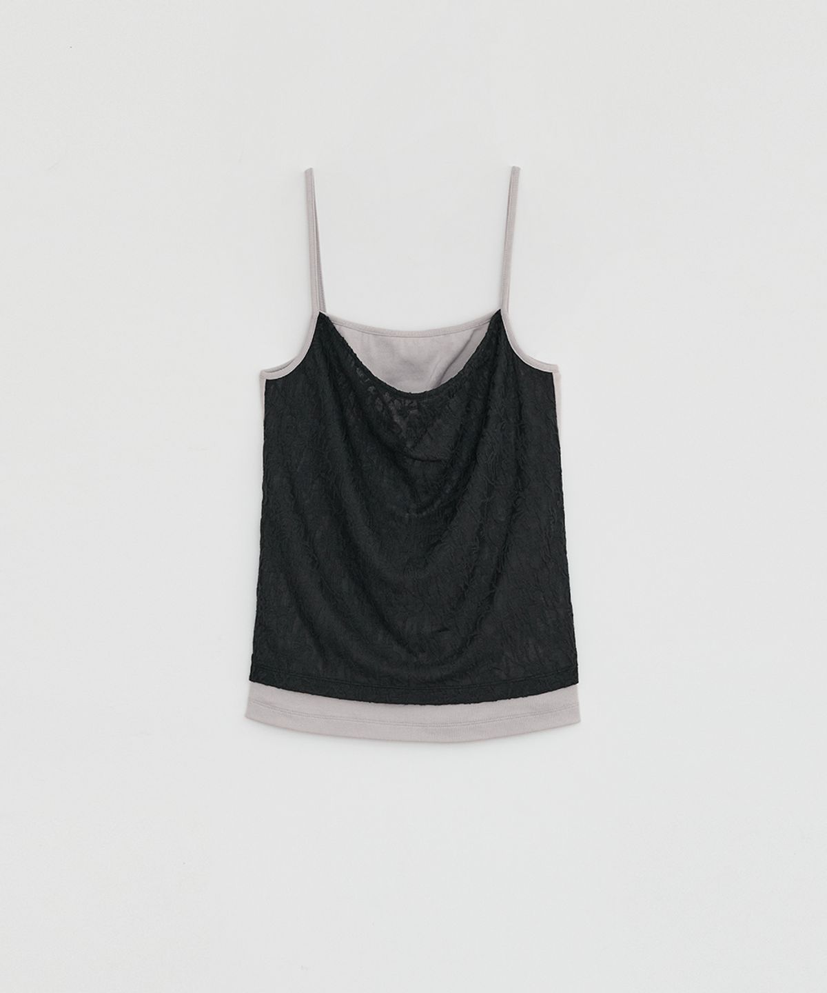 로우타이드(LOW TIDE) JACQUARD LAYERED SLEEVELESS TOP [BLACK]