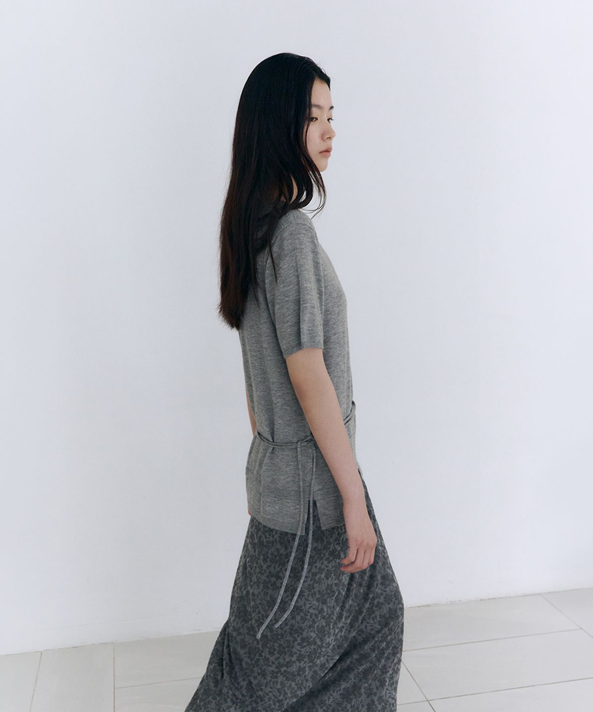 로우타이드(LOW TIDE) LAYERED HALF SLEEVE KNIT [GREY]