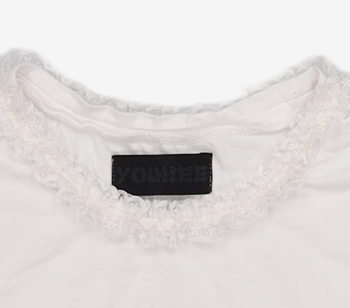 유희(YOUHEE) LACE LETTERING BABY T-SHIRTS WHITE FREE