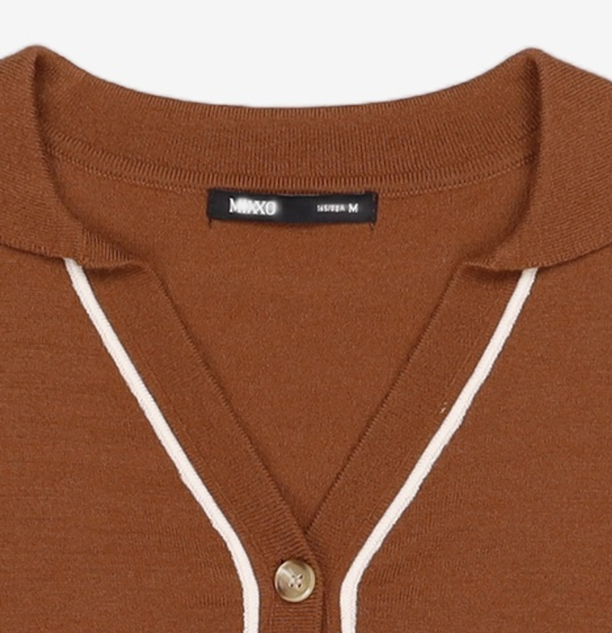 미쏘(MIXXO) 카라 V넥 배색포인트 가디건 MIWCKAT13T M