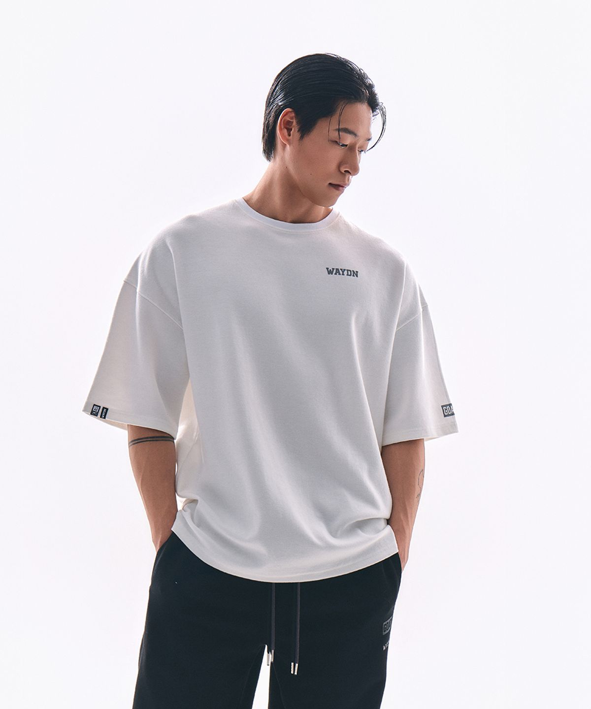 웨이든(WAYDN) [2PACK]ALI 오버핏 레터링 숏슬리브