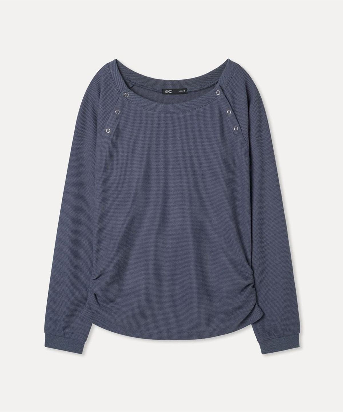 미쏘(MIXXO) 와플 스냅 긴팔 티셔츠_MIWLWG934A