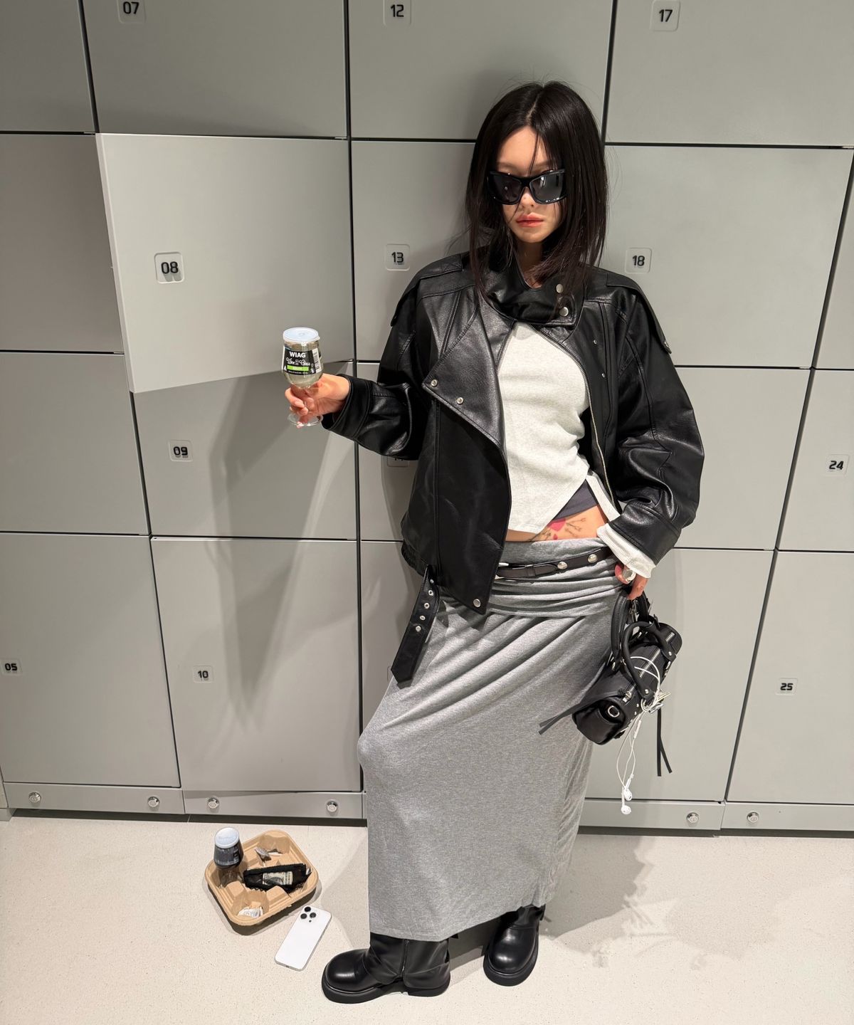 미쏘(MIXXO) 하이넥 페이크레더 자켓_MIWJLG947C