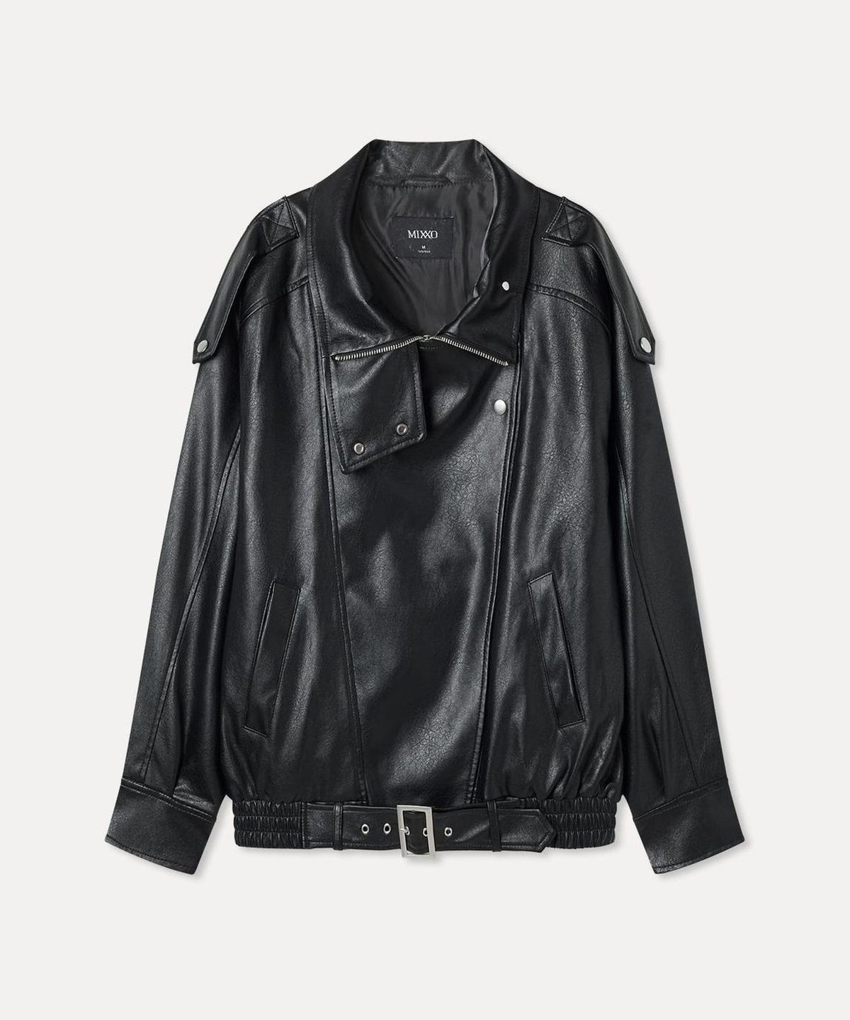 미쏘(MIXXO) 하이넥 페이크레더 자켓_MIWJLG947C