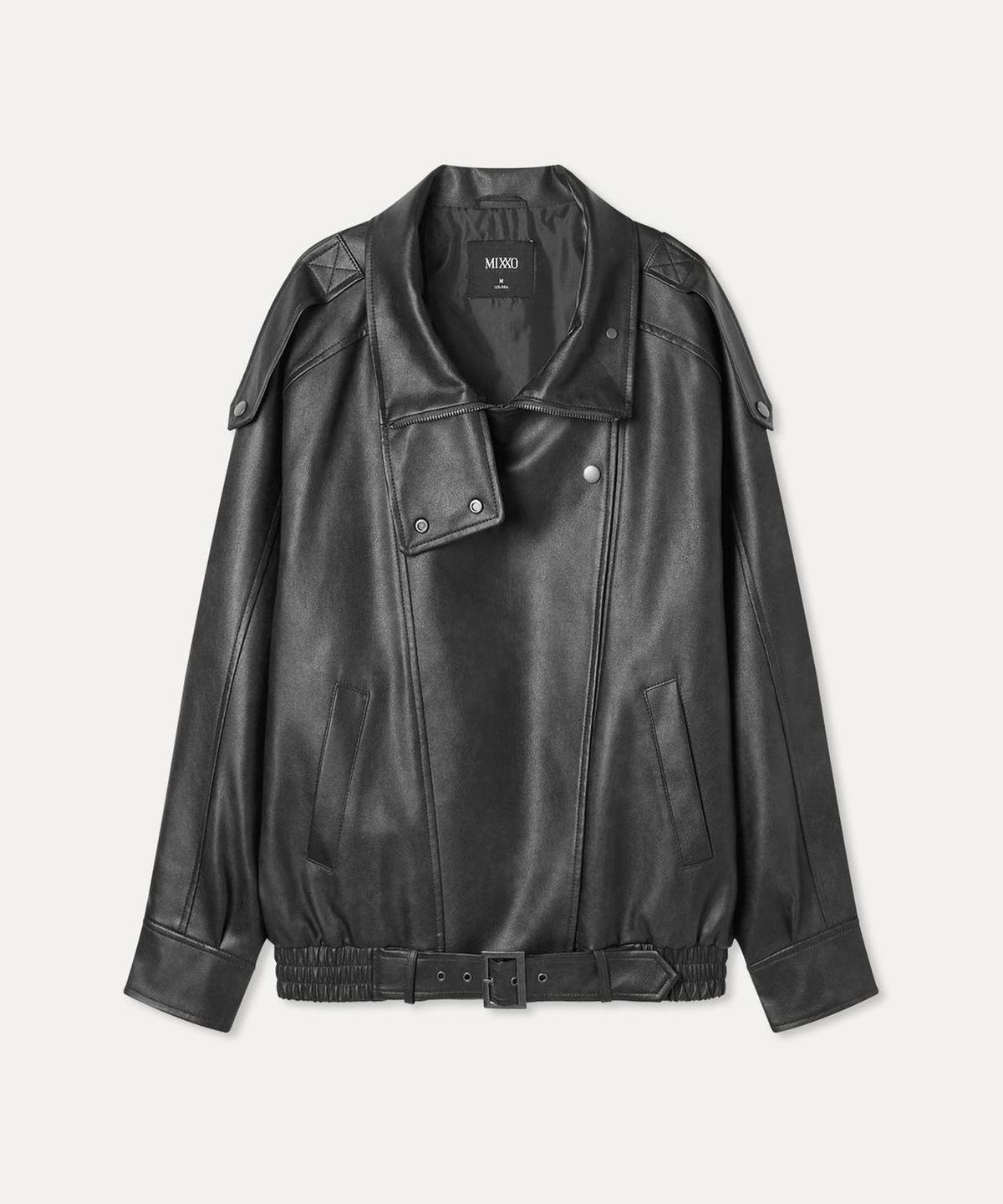 미쏘(MIXXO) 하이넥 페이크레더 자켓_MIWJLG947C