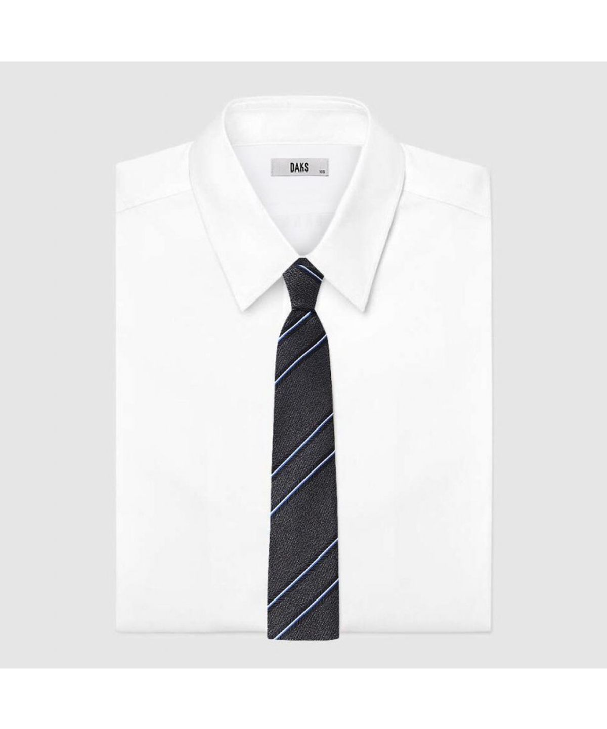 닥스셔츠(DAKS SHIRTS) 실크혼방 레지멘탈 스트라이프 넥타이 그레이_DMF1ACF1238G1