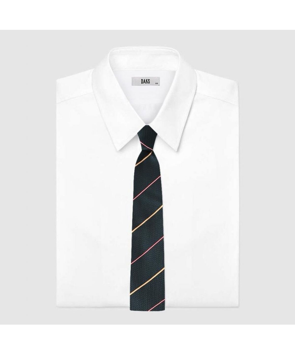 닥스셔츠(DAKS SHIRTS) 실크혼방 레지멘탈 스트라이프 넥타이 그린_DMF1ACF1251E1