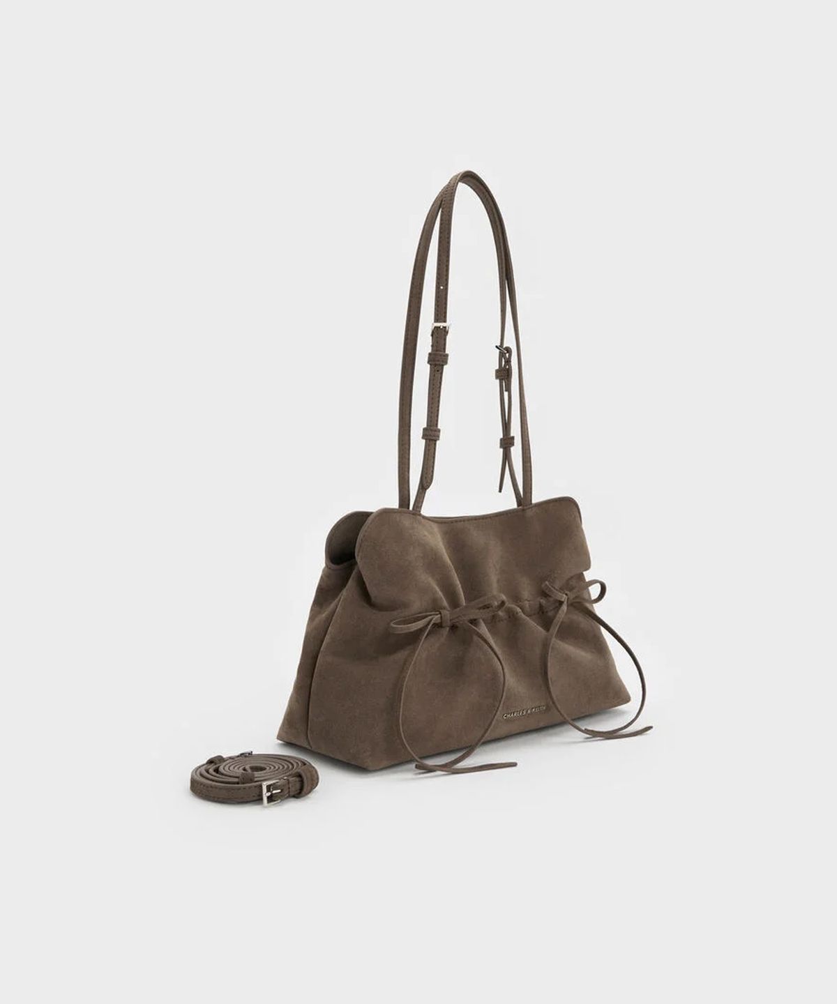 찰스앤키스(CHARLES & KEITH) 리스 셔링 보우 숄더백 스톤 그레이 CK2-20151672-1