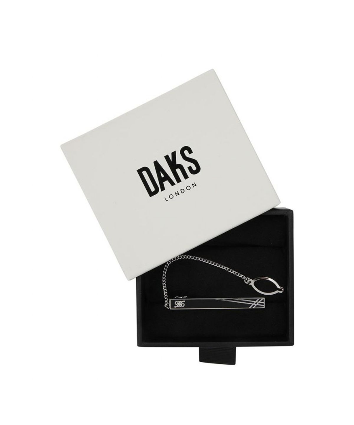 닥스셔츠(DAKS SHIRTS) 신주 백금도금 체크 오닉스 타이핀 실버_DMF1ACTP321S1