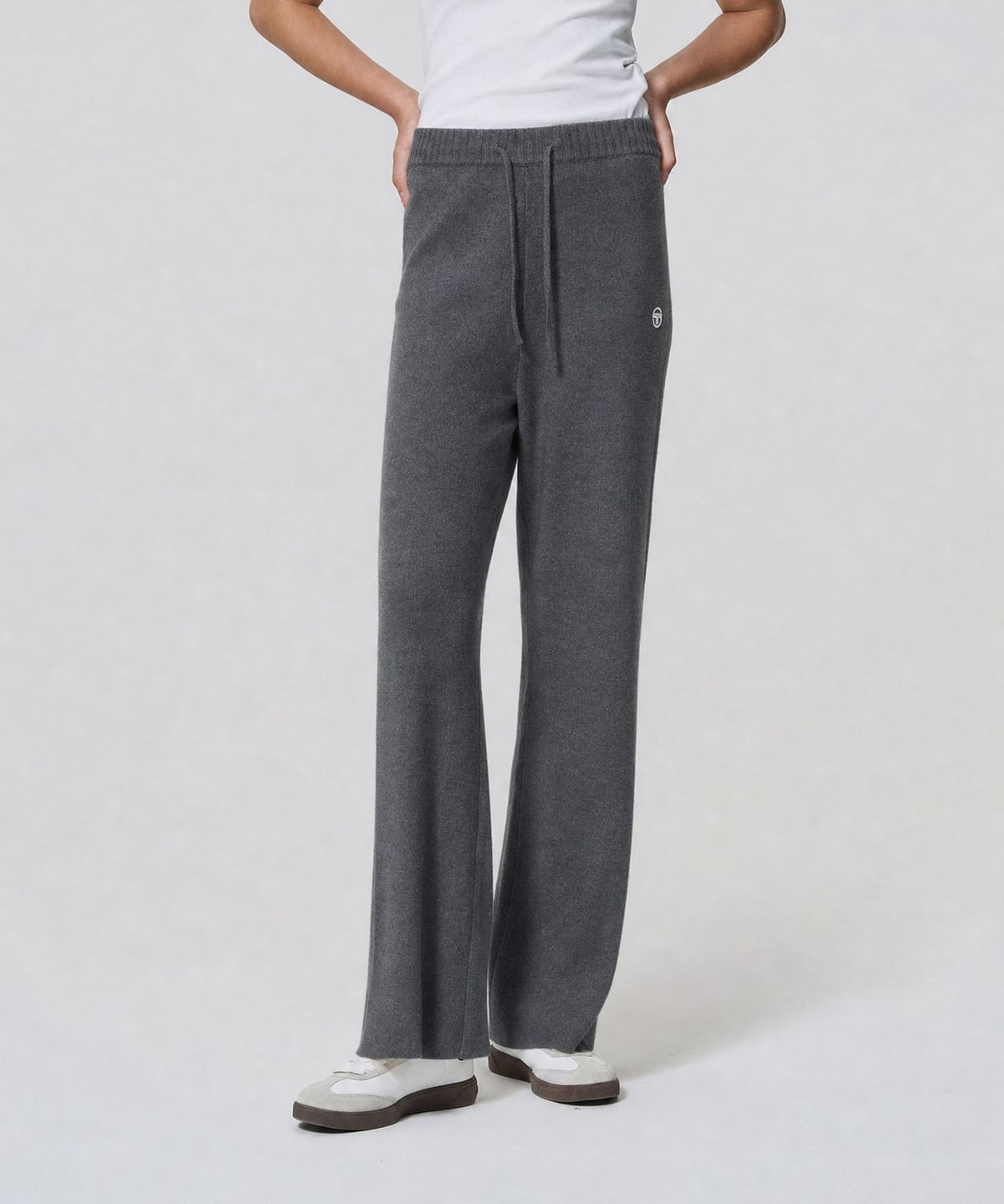 세르지오 타키니(SERGIO TACCHINI) W 울캐시 니트 와이드핏 팬츠 (D.Charcoal Grey)