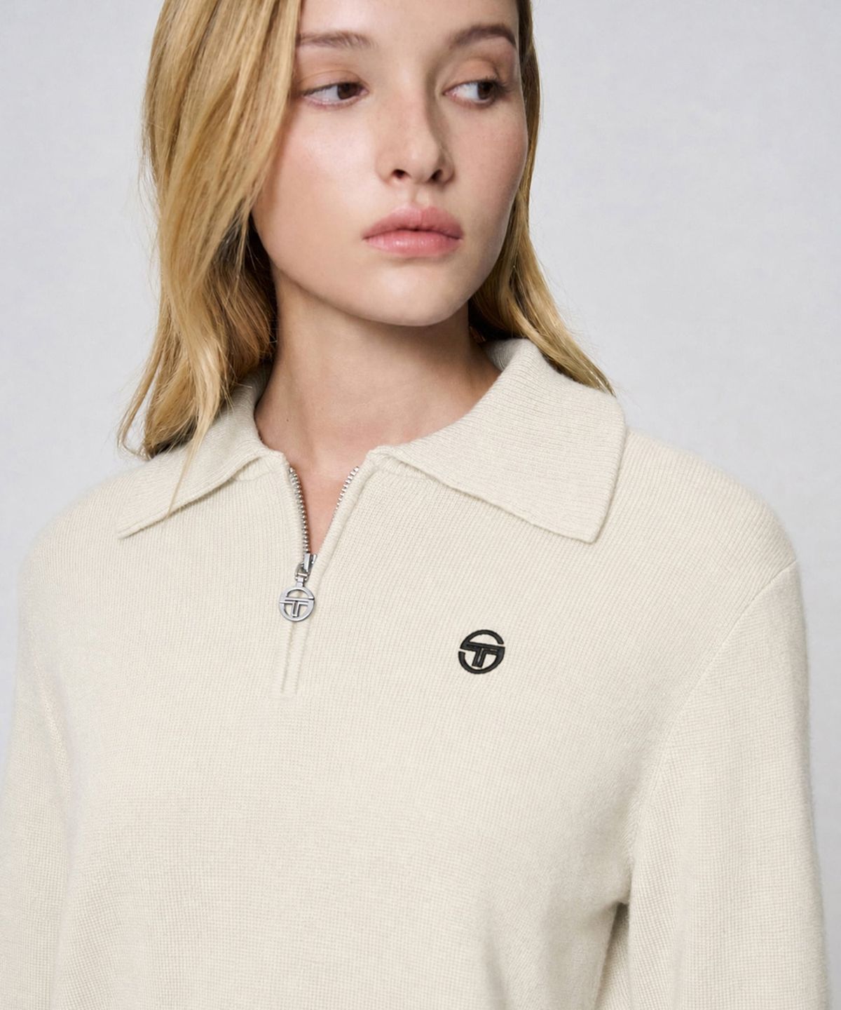 세르지오 타키니(SERGIO TACCHINI) W 울캐시 니트 하프집 스웨터 (Ivory)