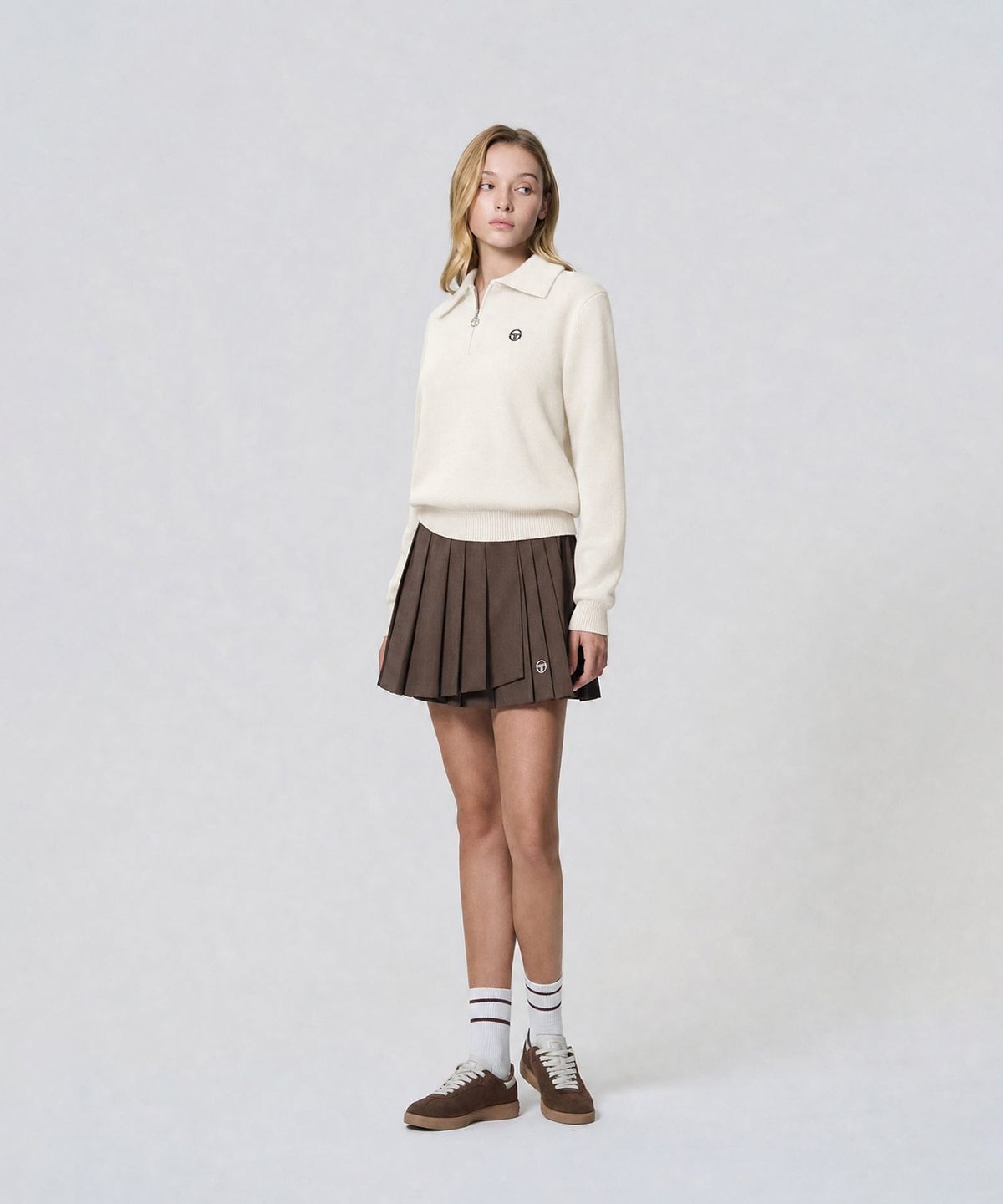 세르지오 타키니(SERGIO TACCHINI) W 울캐시 니트 하프집 스웨터 (Ivory)