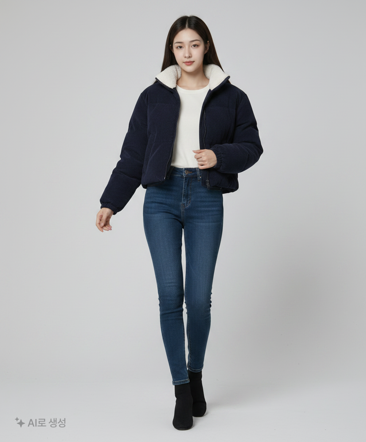 코드그라피(CGP) (우먼) 코듀로이 플리스 양털 패딩_네이비 S