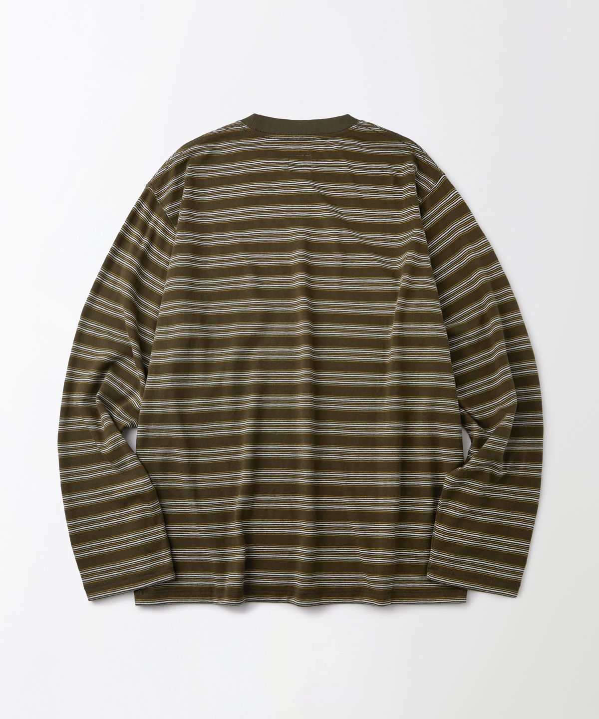아웃스탠딩(OUTSTANDING) MULTI STRIPE POCKET LONG SLEEVE_YELLOW/OLIVE