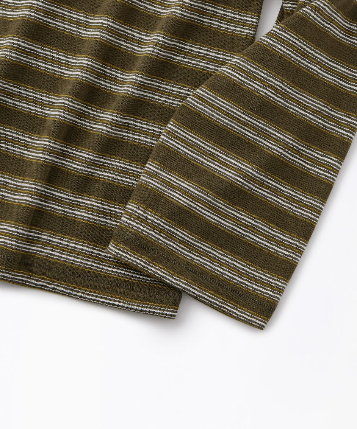 아웃스탠딩(OUTSTANDING) MULTI STRIPE POCKET LONG SLEEVE_YELLOW/OLIVE