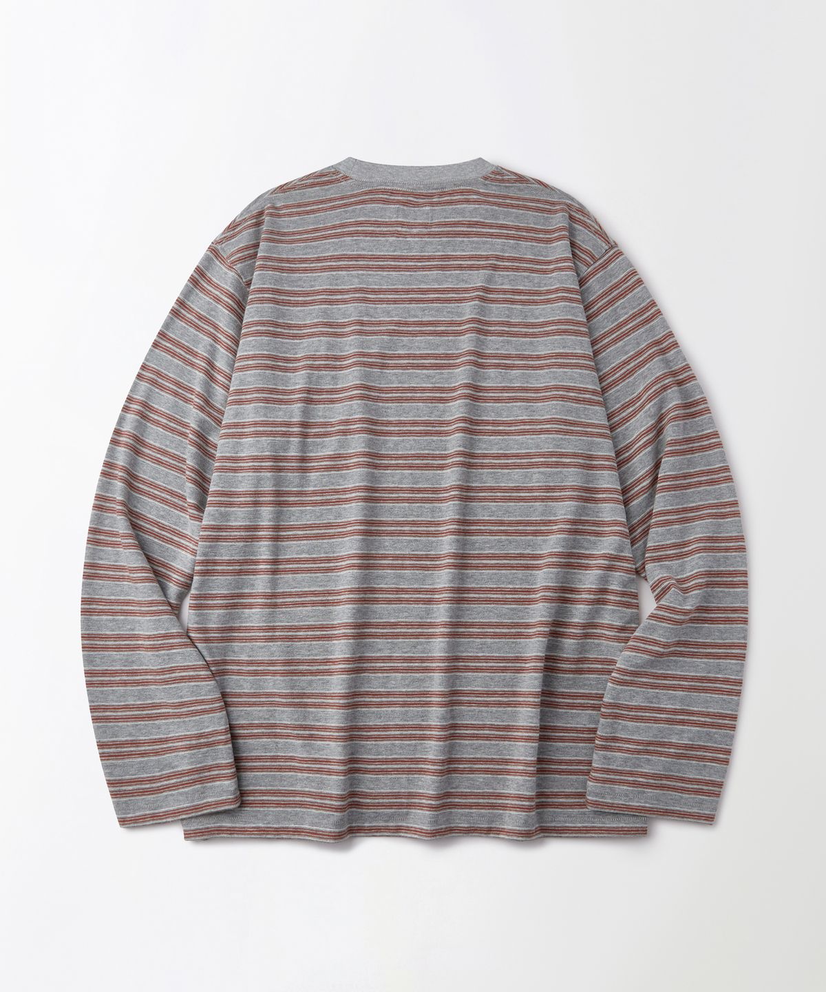 아웃스탠딩(OUTSTANDING) MULTI STRIPE POCKET LONG SLEEVE_ORANGE/GRAY
