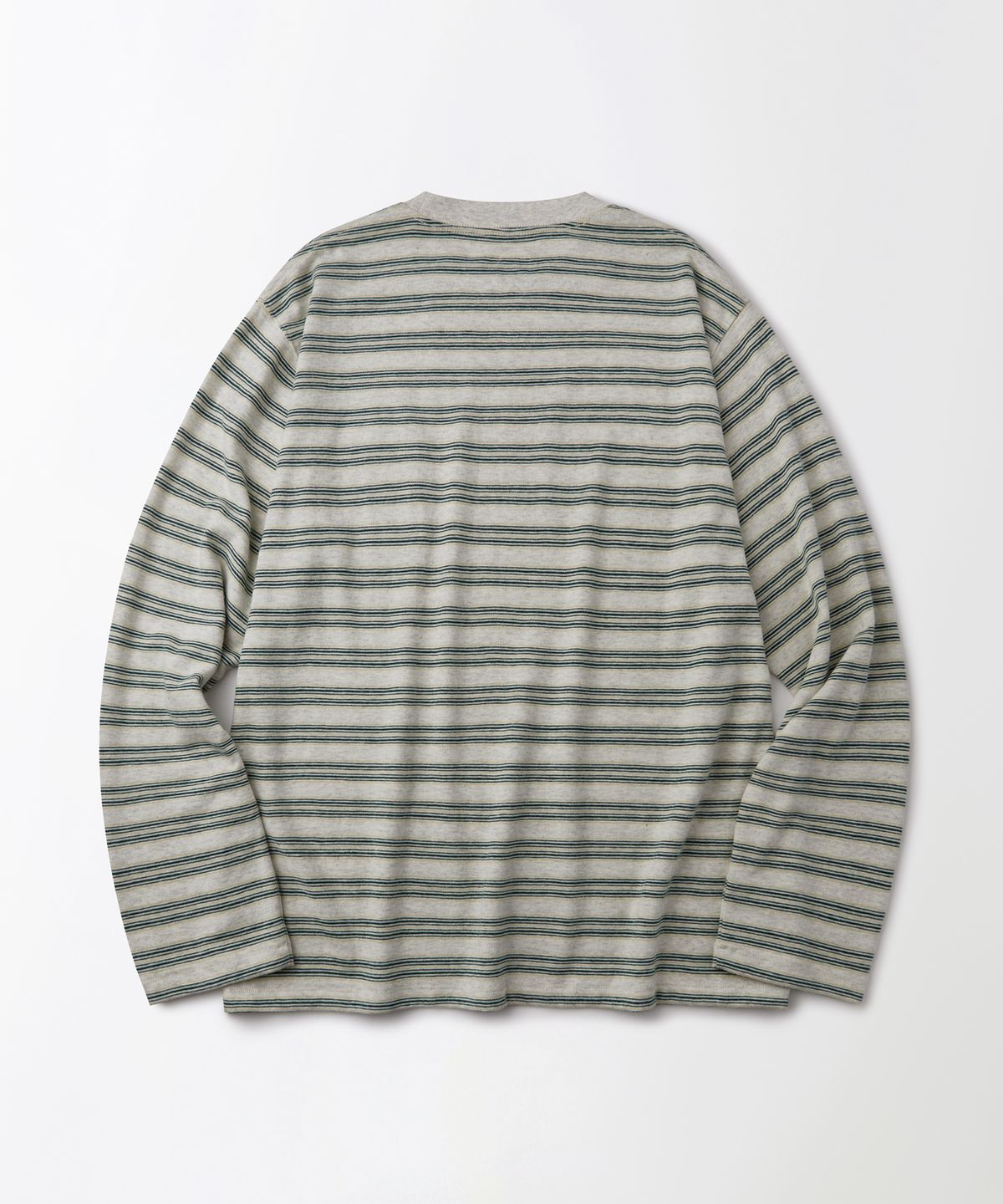 아웃스탠딩(OUTSTANDING) MULTI STRIPE POCKET LONG SLEEVE_GREEN/1%OATMEAL
