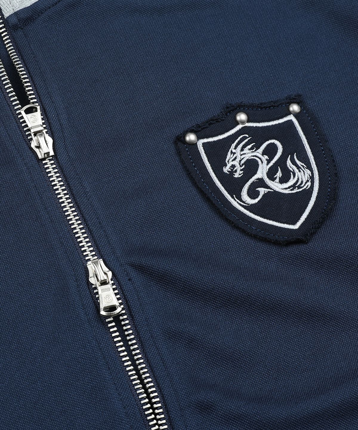 엑스톤즈(XTONZ) XJ140 슬림핏 아플리케 파이핑 트랙 집업 (NAVY)