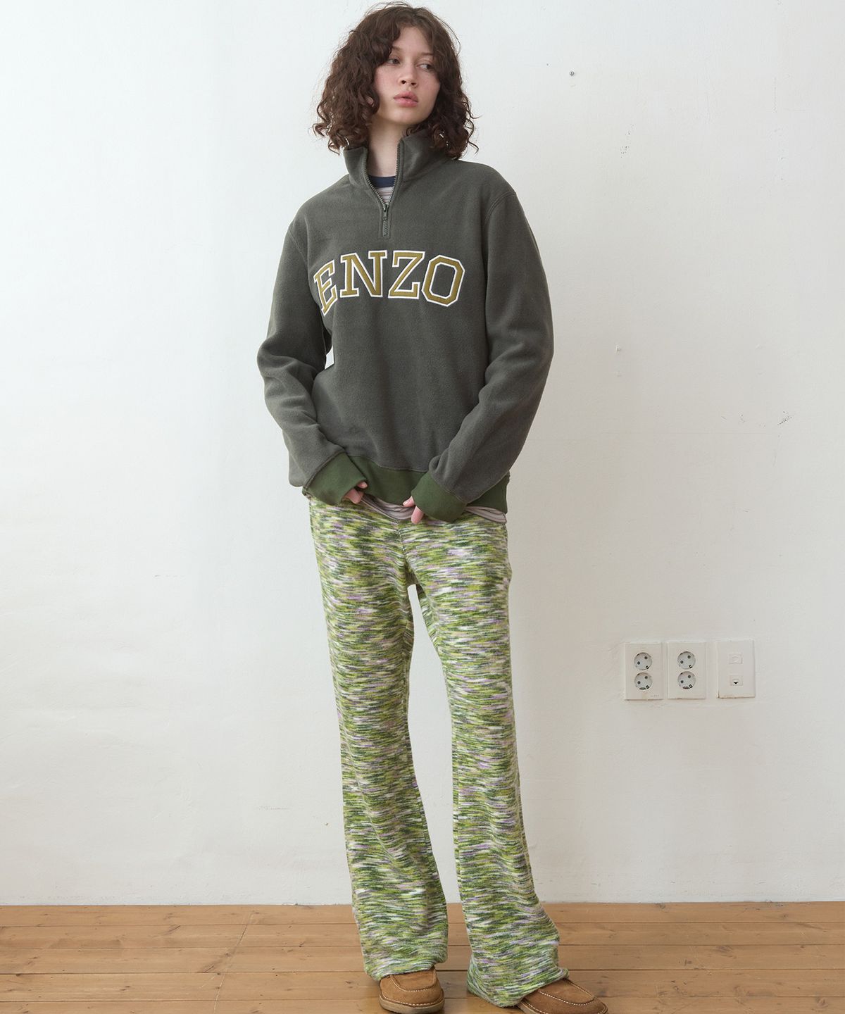 엔조 블루스(ENZO BLUES) 블랜드 밴딩 부츠컷 팬츠 (Moss Green)