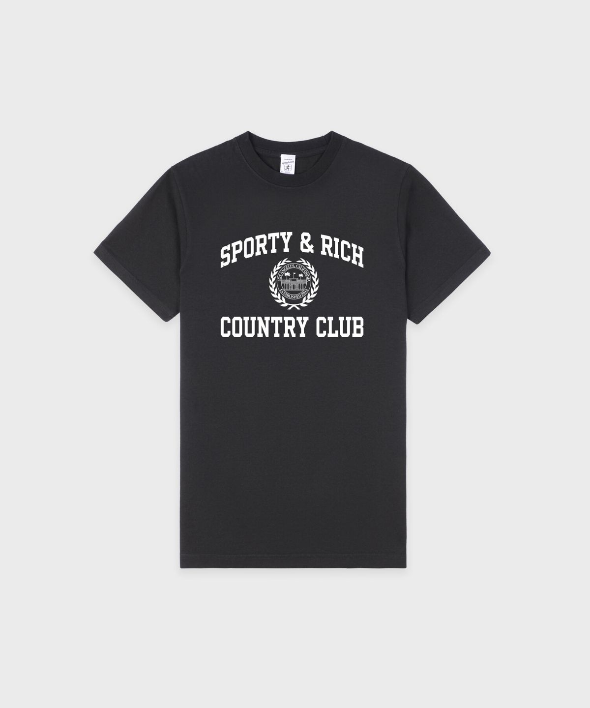 스포티앤리치(SPORTY&RICH) 바시티 크레스트 티셔츠 남여공용 - 카본 R263AUT039